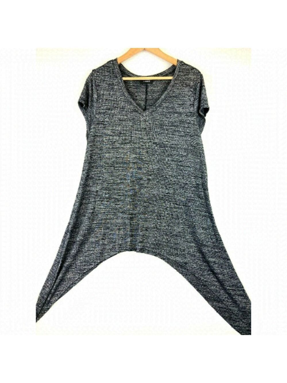 MBLM Women's Asymmetrical Top Shirt in Charcoal Size Large